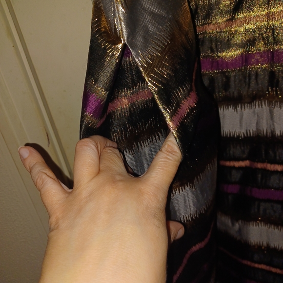 COPY - Belle Badgley Mischka Long Black and Metallic Striped Ball Gown sz 14 - Picture 6 of 8